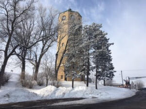 Highland Water Tower in the winter