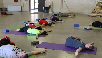 A yoga class