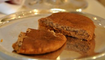 Bread on gold plate